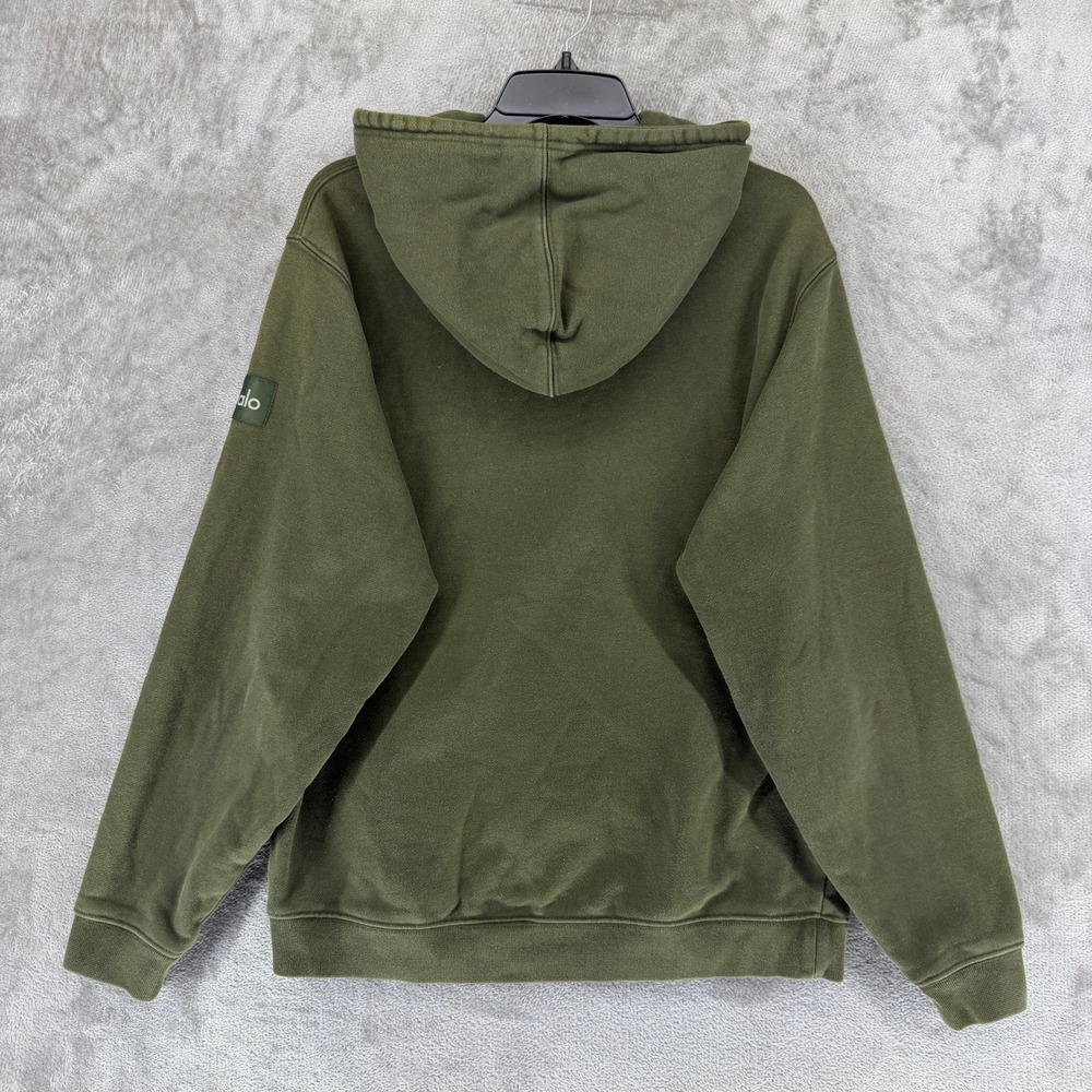 Alo Hoodie Mens L Accolade Olive Green Pullover Fleece Logo EUC - Picture 8 of 9
